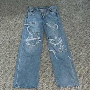 high waisted, wide leg, american eagle jeans.